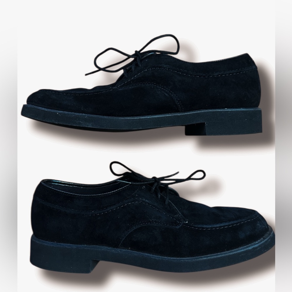 Hush Puppies Shoes Womens 8.5 Oxford Black Lace Up Loafer Suede Brogue Cushioned - Picture 3 of 9